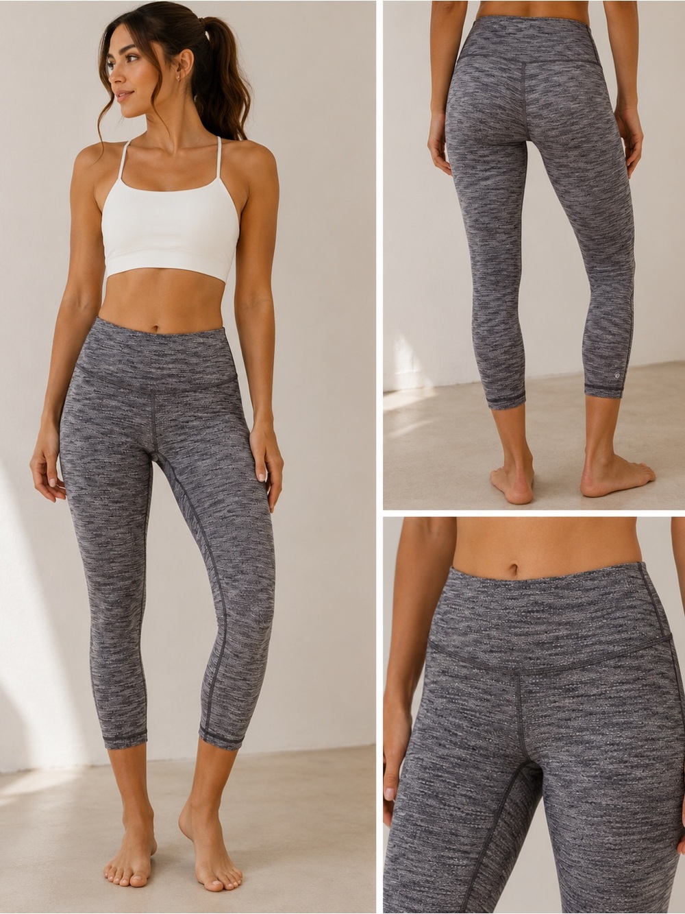 Lululemon Gray Heather High-Rise Crop Leggings | Yoga Pants | size 6